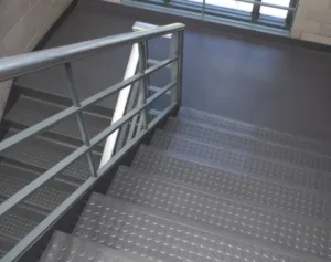 Flexco Rubber Stair Tread with Raised Design in Stairwell