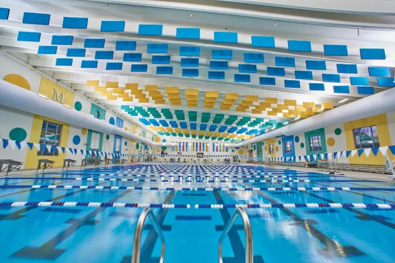 Indoor pool with moisture resistant ceiling tile