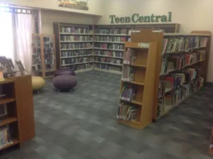 carpet tile installation in library