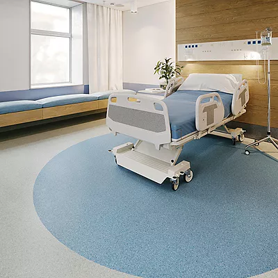 Mohawk Medella Resilient Homogeneous Vinyl Sheet in hospital room