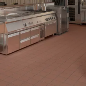 Daltile quarry tile installation in commercial kitchen