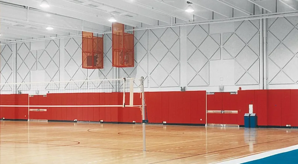 A volleyball court in a gym